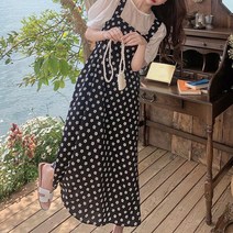 꽃송이 패턴 뷔스티에 롱원피스 여성스러운 원피스 @999ea