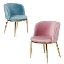 로잔체어 1 1 카페 벨벳 패브릭 골드 화장대의자 예쁜의자 인테리어 2p 3color, 블루 핑크