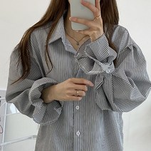 스윗라떼 소매끈 스트라이프 블라우스 남방 2color