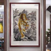 아트미니 맹호하산 맹호도 호랑이 백두산 한국 소나무 정자 대형 보석십자수, A2434, 100x160cm