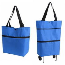 JL 접이식 쇼핑 카트 토드백 겸용 시장 바구니 폴딩 바퀴 캐리어, 1개, 컬러블루