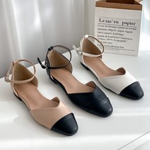 브랜드없음 여성용 슬링백 로우힐 1cm 투톤 구두