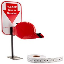 Alzatex OR-TDCS2DR Take-A-Number System Ticket Dispenser with Counter Stand null, 1개, red