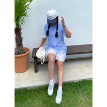 미니브랜드 스트라이프 점프수트