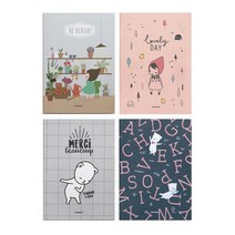 포니브라운 양장노트M 150x210mm 56매 (유선+무선) 하드커버 일기장 다이어리 캐릭터노트, 부하곰 MERCI(114025)