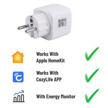 WiFi HomeKit 스마트 EU 플매트 카펫 매트 러그 16A 고전력 콘센트 앱 원격 제어 시간 제한 소켓 음성 지원 Alexa Google Alice Siri, Energy Monitor A, 03 Energy Monitor A