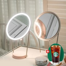 LED 조명 화장대 각도 조절 탁상 인테리어 메이크업 거울 집들이 선물, 화이트