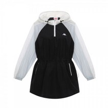 KAPPA 여성 립스탑 컬러블록 아노락 원피스 블랙 P222XWOP401BK1