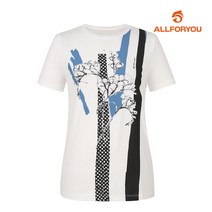 [올포유] [올포유] 여성 프린트 등판 쉬폰 배색 반팔 티셔츠 AWTRI6165-100_G