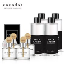 코코도르 차량용 우드볼 디퓨저 50ml X 4개 + 리필액 200ml, 우드볼50ml/블랙체리X4_리필200ml/블랙체리X4