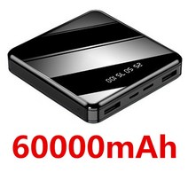 호환제품 미니 60000mAh 휴대용 보조베터리 2 USB LCD 디지털 디스플레이 빠른 충전 외부 배터리 아이폰 Xi, 01 Black-60000mah-1pcs