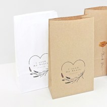 [핸즈픽메이드] 마이하트 각대봉투 10매 답례 선물 기념일 구디백 디자인 종이백, 크라프트 중_15x9x26cm