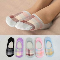 파스텔 체크 무늬 페이크삭스 여성 덧신 양말
