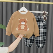 몽실이 체크팬츠맨투맨상하복 외출복 여아 남아 아동 가을 봄 긴팔 상하세트