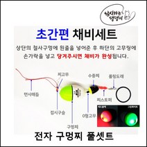 [낚댕] 전자 구멍찌 풀 셋트 감성돔 벵에돔 바다 찌 낚시 묶음 채비 초보 입문용, 검정/빨강 1
