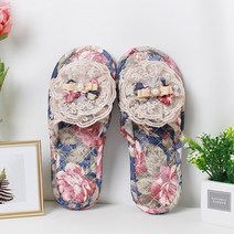 꽃분이네 플라워 두꺼운 이중쿠션 패드 1+1 거실화 슬리퍼 실내화 층간소음방지, 블루