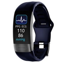 ECG PPG 스마트 팔찌 여성용 피트니스 트래커 남성 칼로리 혈압 방수 스포츠 스마트밴드 건강 워치, 파란색 추가 3 스트랩, 중국