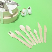 맘앤팩 우드 스푼 포크 나이프 100개 친환경 일회용 나무 미니 아이스크림 숟가락 수저 커트러리, 140mm(중)