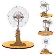 풍력 발전기 DIY 프로펠러 발전 모터 확산형 LED 등대 공룡 미니 모양 모형 만들기 과학 실험, 등대형(95(1))