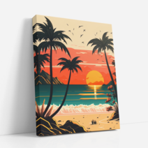 아트앤코 DIY 보석십자수 액자 캔버스 일체형 50x40cm, 1세트, 신비로운 해변의 노을