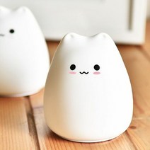 1300K 말랑냥이 무선 실리콘 무드등 건전지 인테리어 취침등, 단품