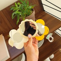 레이스거울 미니 손거울 키링 꽃거울 감성 인스타 거울 휴대용 아크릴거울 제작 인쇄가능, 시크블랙, 홀로그램, 연보라