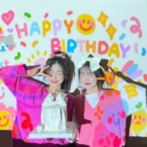생일빔 파티용품 파티 소품 생일 미니빔 생일축하빔 프로젝터 디자인 칩 배경 이미지 인스타 포토존, 칩 프로젝터 세트, 6오렌지파티