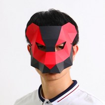 동물 가면 마스크 수제 DIY 종이 호랑이 성인 카니발 파티 가장 무도회 놀이 의상 소품, 04 Red balck tiger