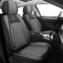 TAPHA Executive Leatherette 카시트 커버 및 쿠션 세트 통기성 방수 자동차 SUV 트럭용 범용 핏 (앞좌석 전용 블랙) (TAP-01-A1) 869161, Black & Grey_Full Set (Front +