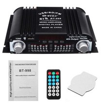 블루투스 미니 앰프 길거리공연 매장용 리시버 통기타 올인원 bt-998 hifi 오디오 홈 디지털 자동차 오디오 베이스 전원 fm usb sd 라디오 서브우퍼 스피커, 2-검은색