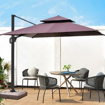 고급형 태양광 각도조절 3m 대형 사각파라솔(커피)