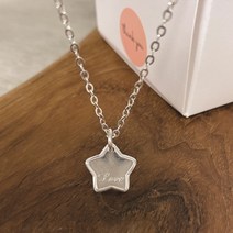 법정순은925 별 미아방지 목걸이 실버 각인 목걸이 유아 돌선물 출산 체인 여자 어린이, 38cm＋조절3cm 체인3mm줄, 양면 골드도금