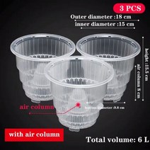 희귀 비싼 다육이 마술 화분 그루트화분 가오갤 콩분 슬릿분 다육이콩분 블루베리 슬릿분구멍이있는 투명 플라스틱 난초 냄비 가지 치기 기능 및 뿌리 성장 슬롯 플라스틱, 15cm 3개
