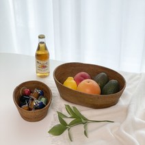 발리산 라탄 바구니_딥 오발 바스켓 (2 Size), SET, 1개