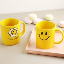 오넬 오넬 스마일 도자기 머그 컵 찻잔 옐로우 2P, 단일옵션