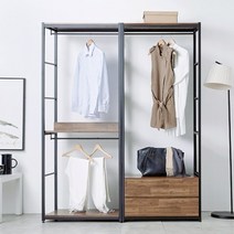 워너비 1600 2단서랍 행거 드레스룸 세트, 오크브라운