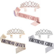 미스코리아띠 생일어깨띠 HBD 파티용품 도매 왕관 브라이덜샤워, 06로즈골드왕관만
