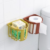 6색 벽안뚫고 붙이는 홀더 벽걸이 접착식 무타공 휴지걸이 공중부양홀더 두루마리 걸이 휴지 홀더 거치 수납 욕실용품 선반 DJ 30521614, 화이트+블루