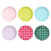 체크무늬접시 7인치18cm(6개입) 파티접시 종이접시 파티용품 홈파티 생일파티 상차림 돌잔치, 색상, 레드