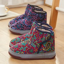 여성용 따뜻한 겨울 레트로 신발 김장 조끼 스타일 할머니 부츠 실내화