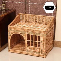 애완용 라탄 강아지 고양이 집 하우스 사계절 범용, 원색