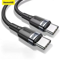 베이스어스 C to C PD 케이블 100W, 그레이 + 블랙, 2개