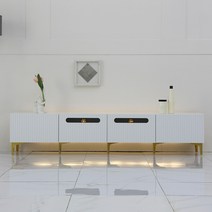 데코라인 템드 높은 템바보드 거실장 tv 티비 다이 서랍장 2000 (조명포함), 화이트