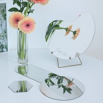 아크릴 조각 모양 거울 감성 인테리어 촬영 배경 소품 6옵션 [Acrylic Shaped Mirror Interior Decoration Item 6 Shapes], 원형L(Round-L)