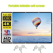 120 인치 휴대용 프로젝터 스크린 1080P HD 16:9 3D 프로젝션 천 접이식 벽 마운트 홈 야외 사무실 비머, 미국