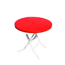 국산 야외 이층 파라솔 테이블/보조의자/야외용/편의점/캠핑/정원/세트, 원형테이블 레드