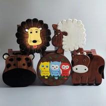 동물 캐릭터 핸드메이드 원목 의자 우드 스툴, B.기린