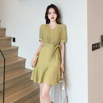 돌잔치엄마원피스 베이비돌원피스 여름 브이넥 허리리본 드레스