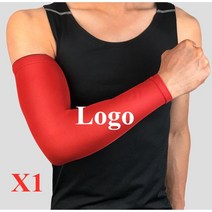 발꿈치 무릎 보호대 압축 팔 슬리브 자외선 차단 통기성 사이클링 탄성 빠른 건조 농구 고스 배구 암 워머, 03 1pcs Red With Logo_03 XL