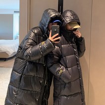블랙 골드 패딩 여 롱 오버사이즈 패딩 겨울 루즈핏 도톰 커플 패딩 코트